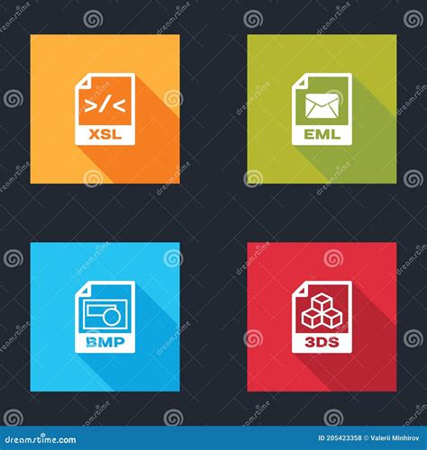 Set Xsl File Document Eml Bmp And Ds Icon Vector Stock Vector