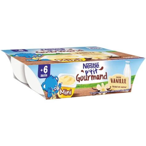 Desserts bébé 6 mois vanille NESTLE P TIT GOURMAND les 6 pots de 60