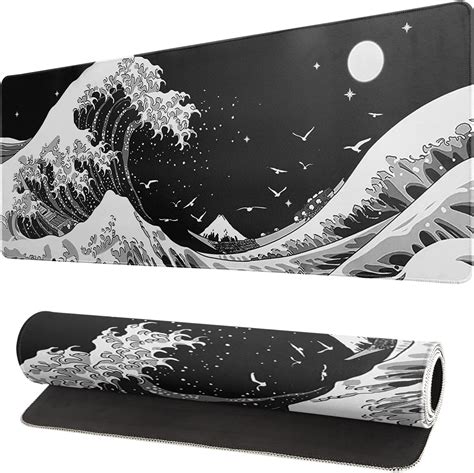 Japanese Black Sea Wave Mouse Pad Abstract Black Gaming Mouse Pad 31