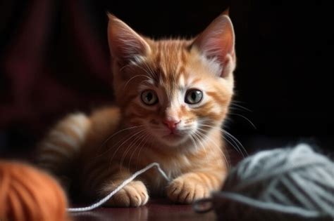 Gatinho Fofo Brincando Um Novelo De L Criado Ia Generativa