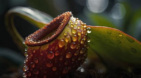 Uma planta de jarro gotas de água sobre ela Foto Premium