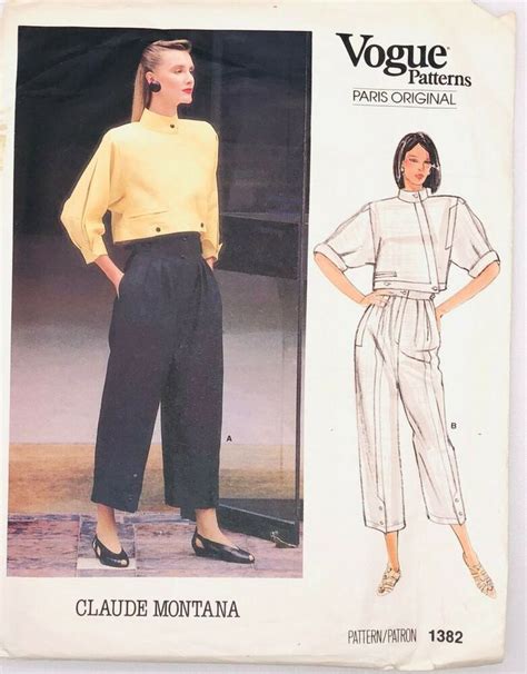 Vogue Retro Sew Pattern Claude Montana Crop Jacket High Waist