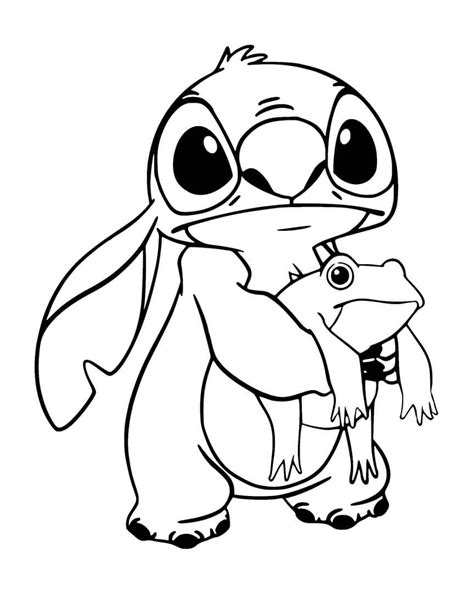 Stitch Segurando O Sapo Para Colorir Imprimir E Desenhar Colorir Me