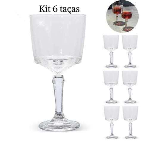 Kit Ta As De Vidro Tipo Cristal Para Suco Vinho Agua E Drinks