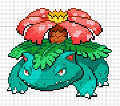 #3 Venusaur - Minecraft Pixel Art | Pixel art pokemon, Pokemon cross ...