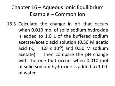 Ppt Chemistry Chapter Aqueous Ionic Equilibrium Powerpoint