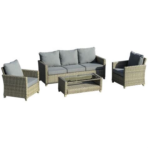 Outsunny 4 tlg Polyrattan Gartenmöbel Set Gartengarnitur Garten Set