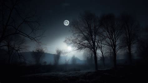 Night Time With Moon In Trees Backgrounds | JPG Free Download - Pikbest