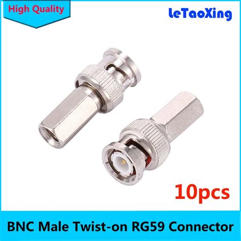 10pcs Twist On Bnc Male Rg59 Coax Coaxial Connector Adapter 6 Angle For