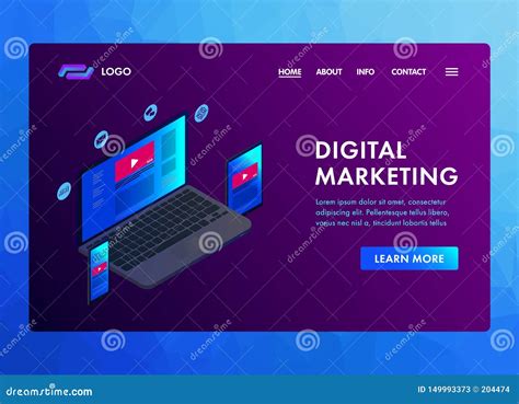 Digital Marketing Modern Flat Design 3d Isometric Concept For Banner