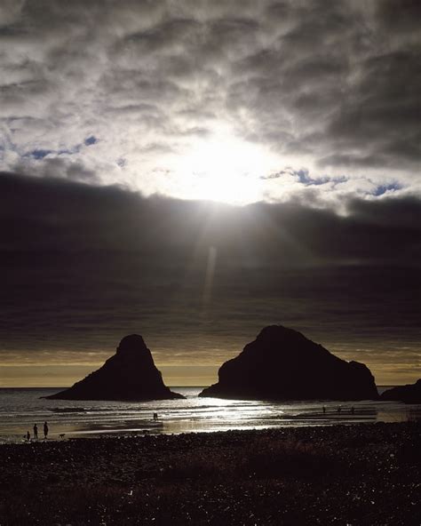 Bildet Strand Landskap Hav Kyst Stein Horisont Silhouette Lett