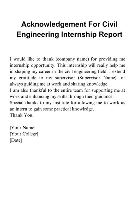 Acknowledgement For Internship Report Guide With Examples