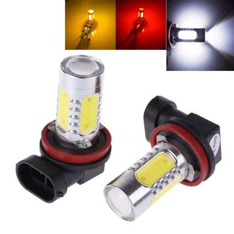 2Pcs White H8 Lamp H11 LED COB Bulb Car Auto Light DRL Driving Fog Lamp