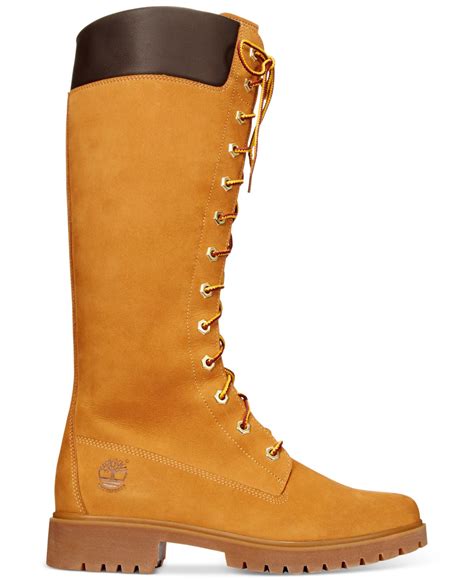 Timberland Womens 14 Premium Lace Up Boots In Natural Lyst