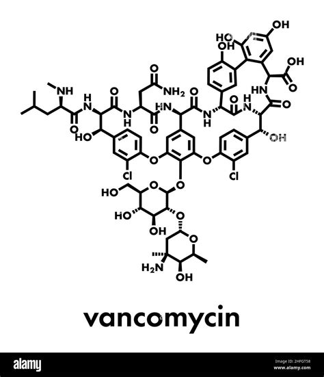 Vancomycin Antibiotic Drug Glycopeptide Class Molecule Skeletal