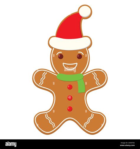 Gingerbread Man Cookie Vector Illustration Isolated On White Background