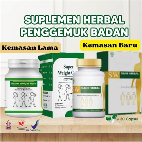 Jual SW GAIN HERBAL BPOM PENGGEMUK BADAN VITAMIN GEMUK BADAN PENAMBAH