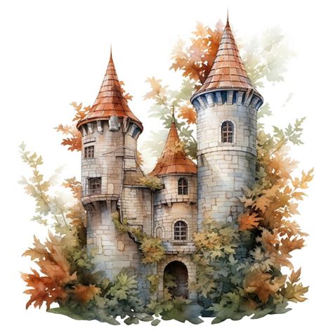 Premium Photo Watercolor Fairytale Castle Tower