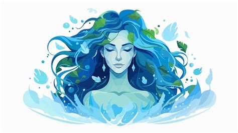 Premium Vector Enchanting Water Element Goddess Fantasy Woman Representat