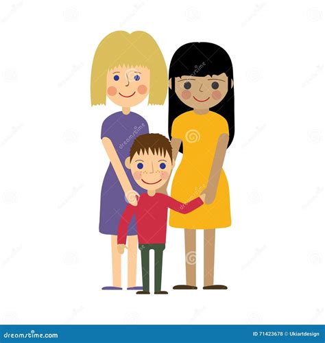 Famiglia Lesbica Con Il Bambino Parenting Gay Illustrazione Di Stock Illustrazione Di