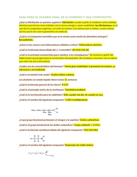 GUIA Carbono oo Uwuwuwuwuwu GUÍA PARA EL EXAMEN FINAL DE El CARBONO