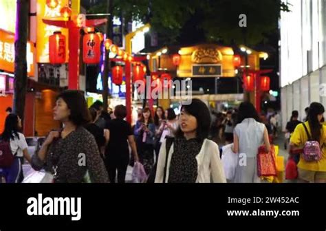 Taipei Taiwan June Crowd Of People Walking And Shopping At