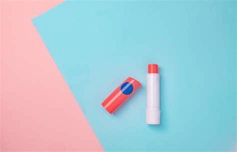 Premium Photo Beautiful Modern Minimal Nude Lipsticks Cosmetics Makeup On Pink And Blue Background