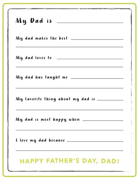 Fathers Day Fill In The Blank Free Printable