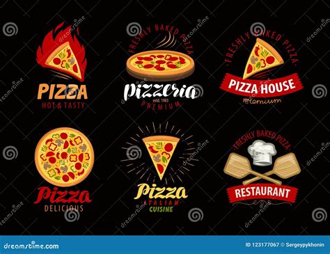 Pizza Pizzeria Label Or Logo Elements For Menu Design Restaurant Or