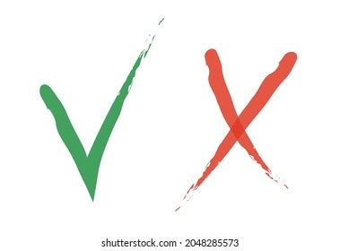 Vektor Stok Tick Cross Brush Signs Green Checkmark Tanpa Royalti