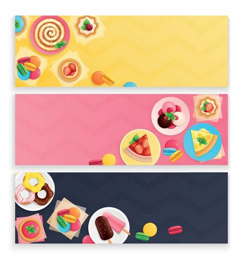 Sweets Desserts Horizontal Banners 4903159 Vector Art At Vecteezy