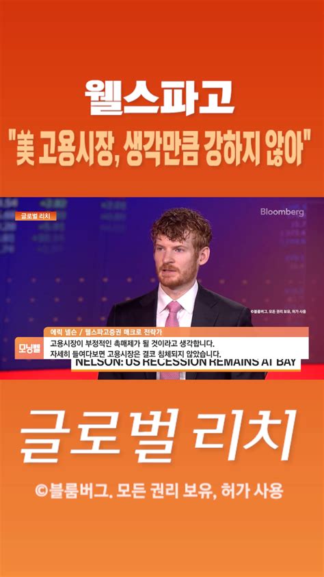 숏폼 웰스파고 美 고용시장 생각만큼 강하지 않아 Sbs Biz