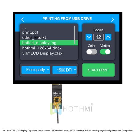 10 1 Inch TFT LCD Display Capacitive Touch Screen 1280x800 Dot Matrix