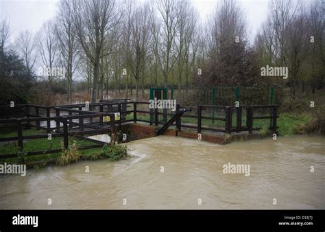 High Water Level And Flooded Flood Plain River Deben At Whitebridge