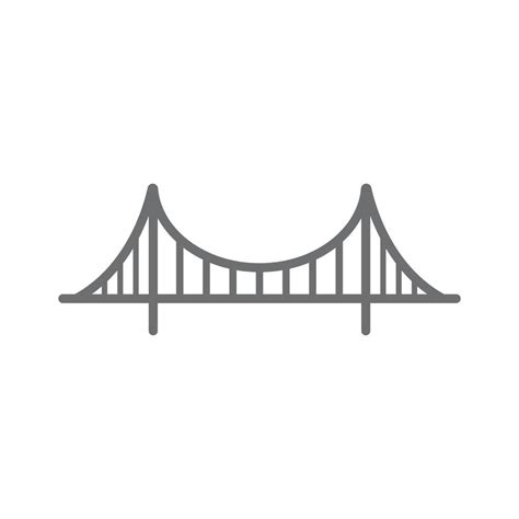 Eps10 Grey Vector Golden Gate Bridge Line Art Icon Isolated On White