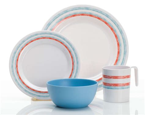 Flamefield Granite Aqua 12 Pc Dinner Set Premium Melamine Plastic