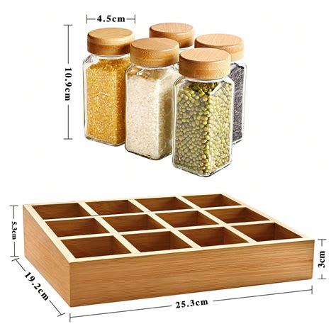 Neue Ankunft St Cke Bambus Gew Rzglas Set Mit Gew Rzregal