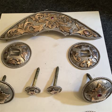 Vogt Sterling Silver K Gold Equestrian Western Saddle Conchos Ebay