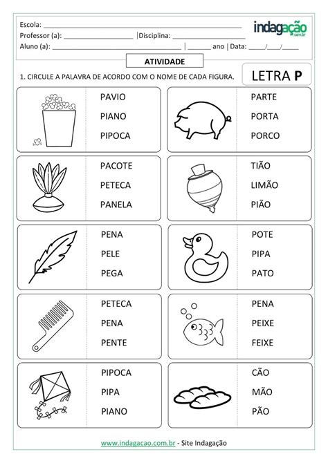 Sequência Alfabética para ditado da Letra P imprimir atividade