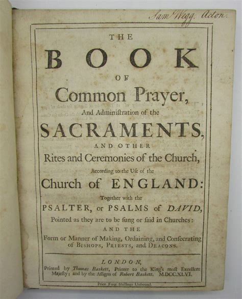 The Book Of Common Prayer And Administration Of The Sacraments And