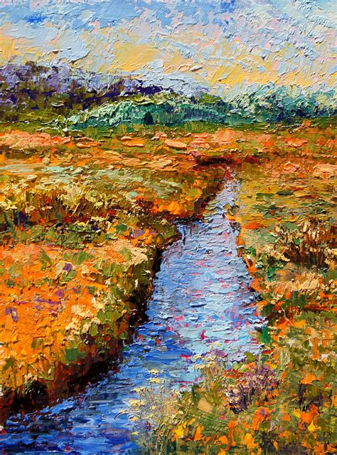 Palette Knife Painters International Golden Marsh Oil Painting By