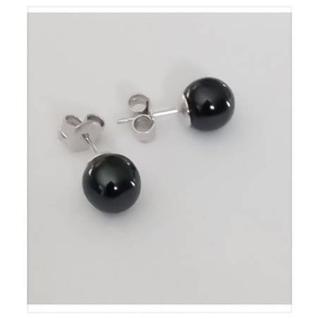 Boucles D oreilles Boules Céramique noire Argent Massif 925 1000 Bijoux