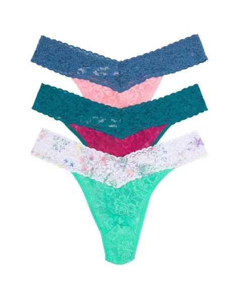 Hanky Panky Original Rise Stretch Lace Thong Panties In Blue Lyst