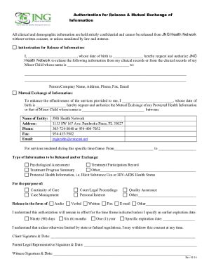 Fillable Online Authorization For Release Of Confidential Information