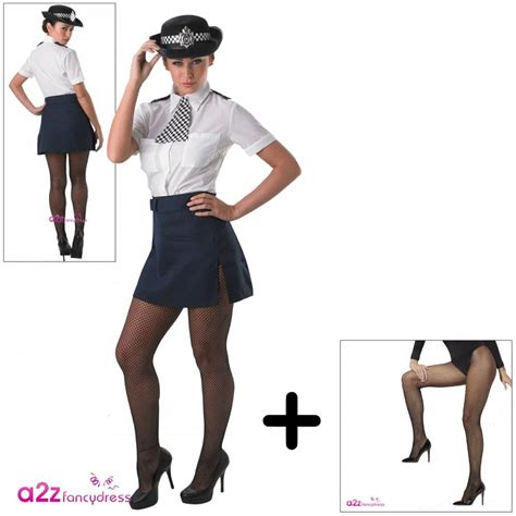 Female Police Officer Adult Costume Set Costume Fishnet Tights