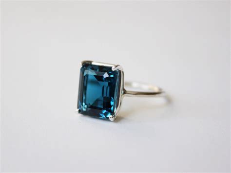 12x10 Emerald Cut London Blue Topaz Ring