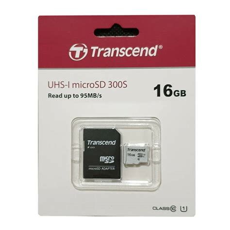 Transcend 16GB Micro SDHC Class 10 UHS I U3 A1 Memory Card With Adapter