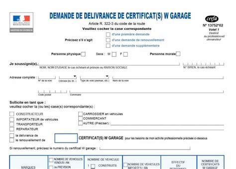 Demande Ou Renouvellement De W Garage Office Carte Grise