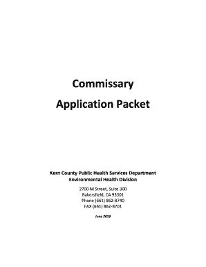 Fillable Online Commissary Application Packet Kern County Department