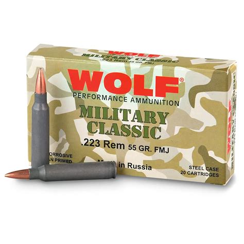 Wolf 223 Fmj 55 Grain 500 Rounds 108036 223 Remington Ammo At